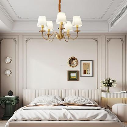 Tapered Fabric Brass Chandelier with 3/5/8 heads-Sylvia Space