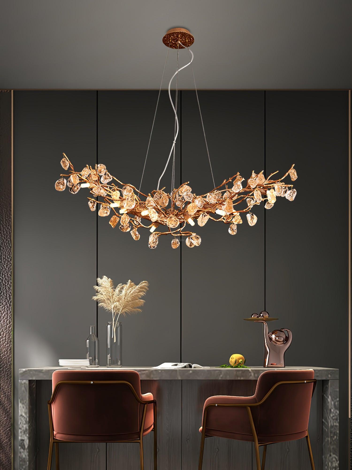 Stone Crystal Brass Chandelier  ∅ 5.1″-Sylvia Space