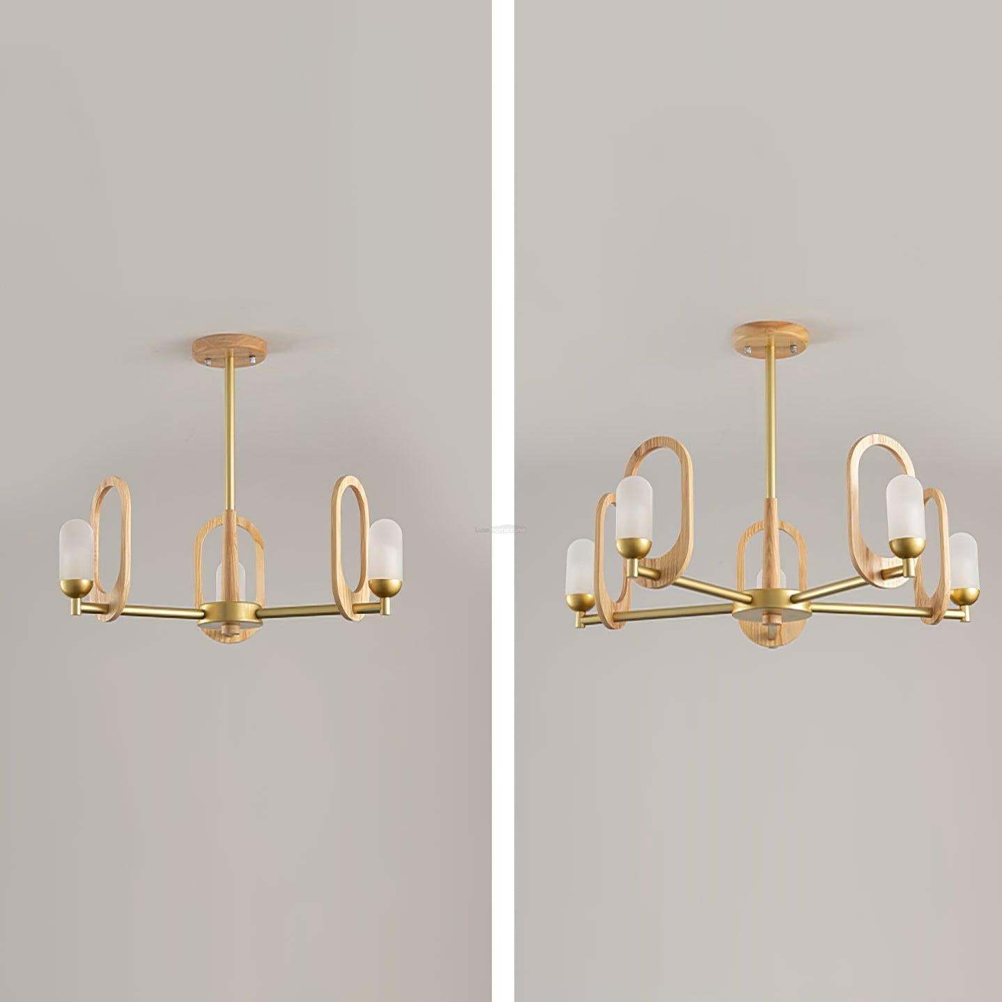 Wood Art Halo Chandelier with 3/5 heads-Sylvia Space