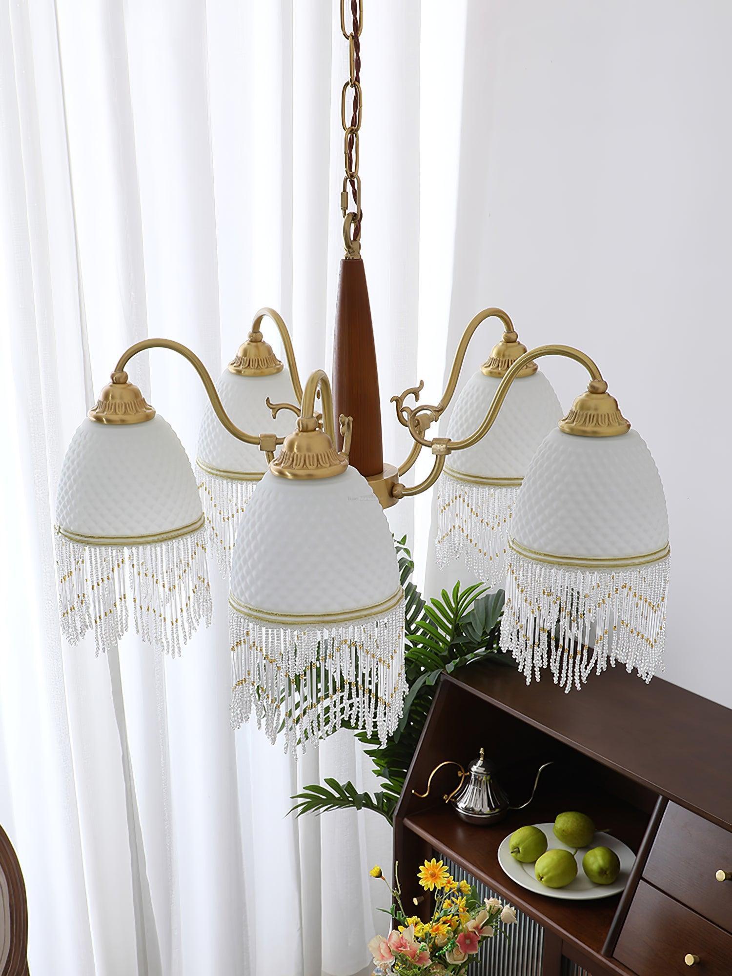 Mesh Tassel Glass Chandelier ∅ 19.7″-Sylvia Space