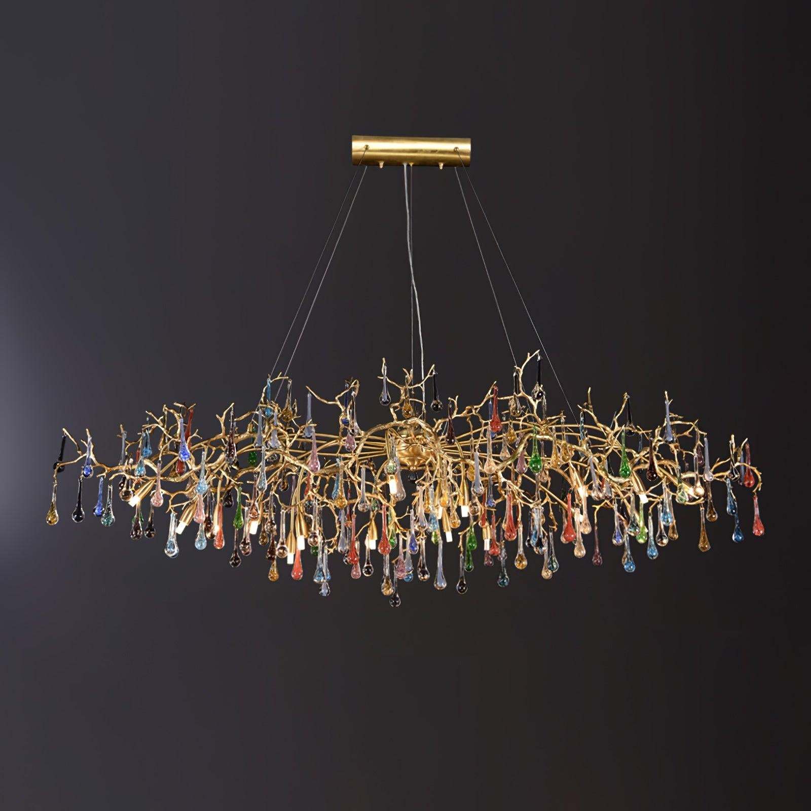 Colorful Teardrop Brass Branch Chandelier-Sylvia Space