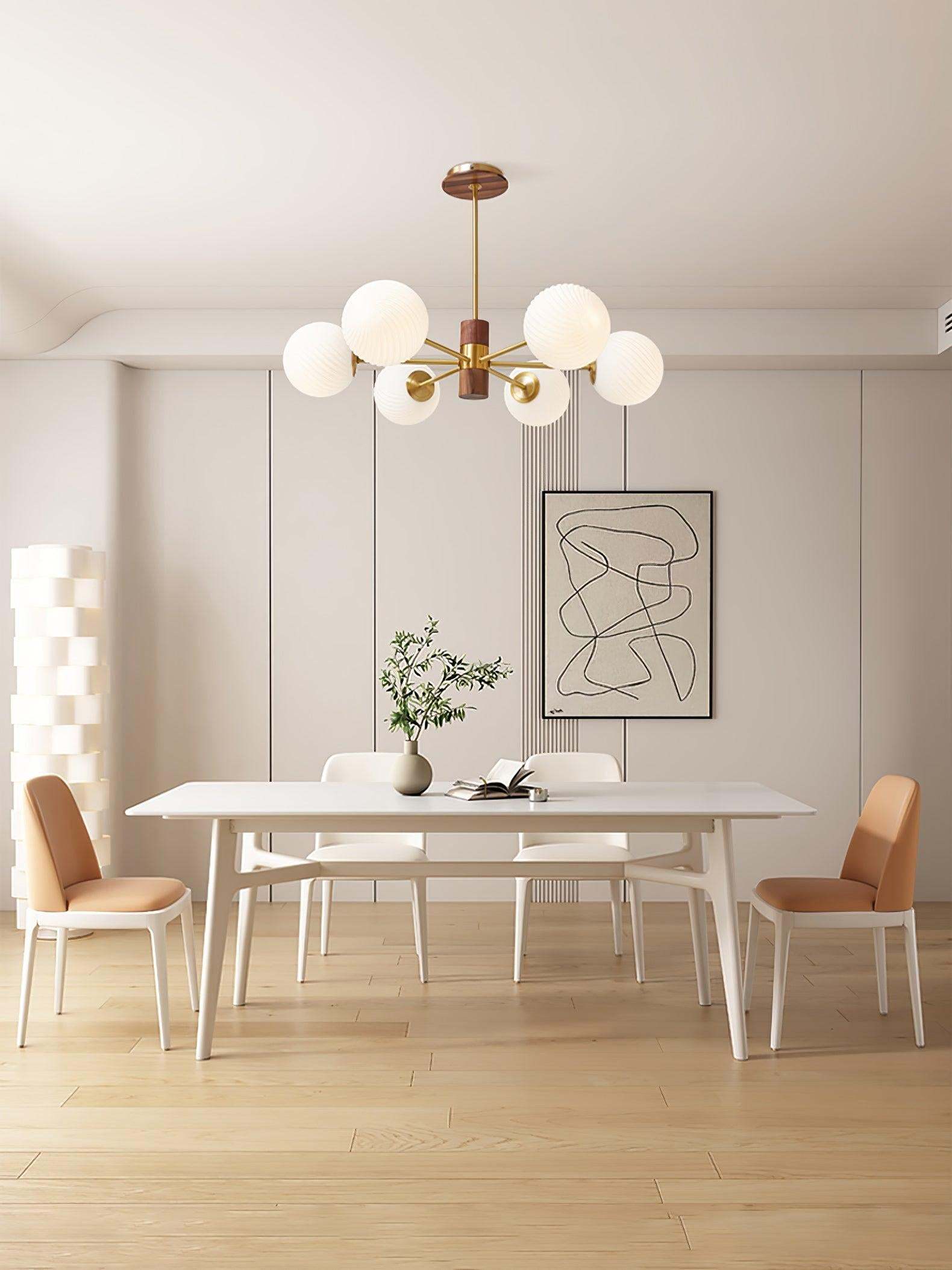 Ribbed Babble Glass Chandelier with 6/9 heads-Sylvia Space