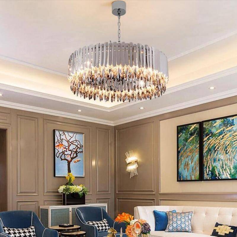 Legance Crystal Stainless Steel Chandelier, Chrome-Sylvia Space