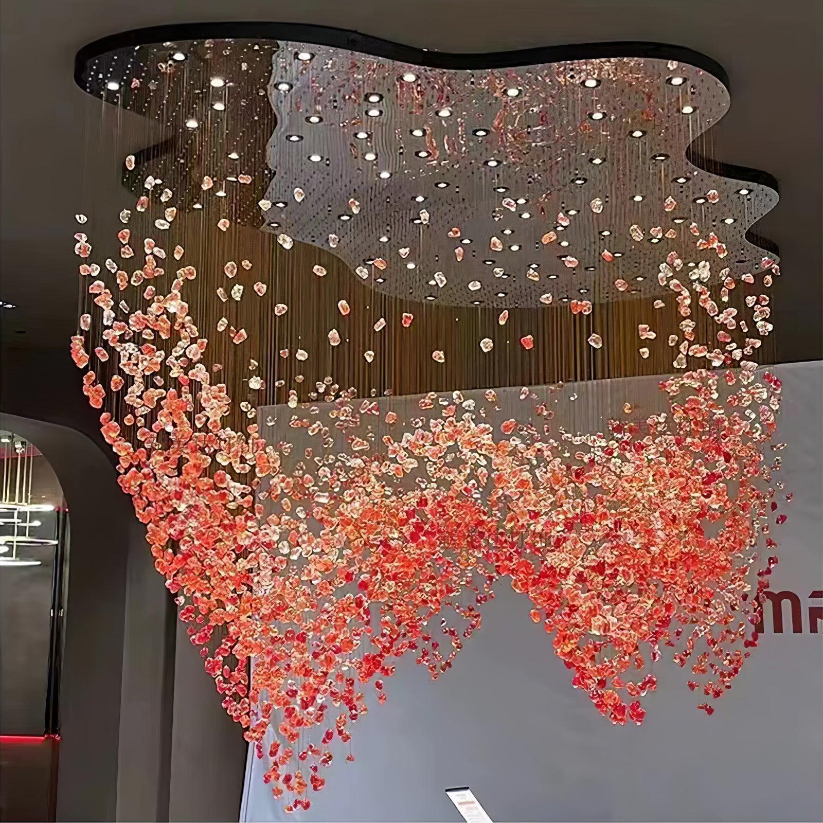 Multicolor Crystal Stone Round/Long canopy Chandelier-Sylvia Space