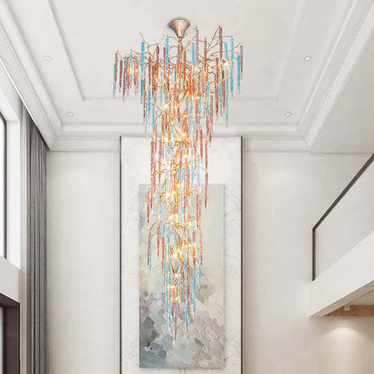 Wren Colorful Crystal Staircase Chandelier, Long Branch Chandelier-Sylvia Space
