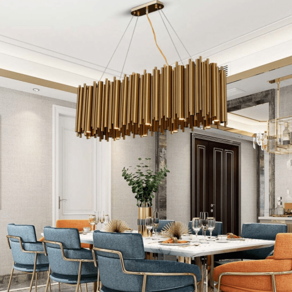 Vigo Dining Room Chandelier, Gold-Sylvia Space