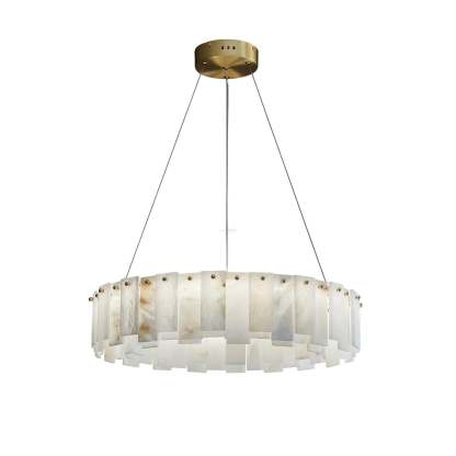 Celestial Alabaster Round/Square Chandelier-Sylvia Space