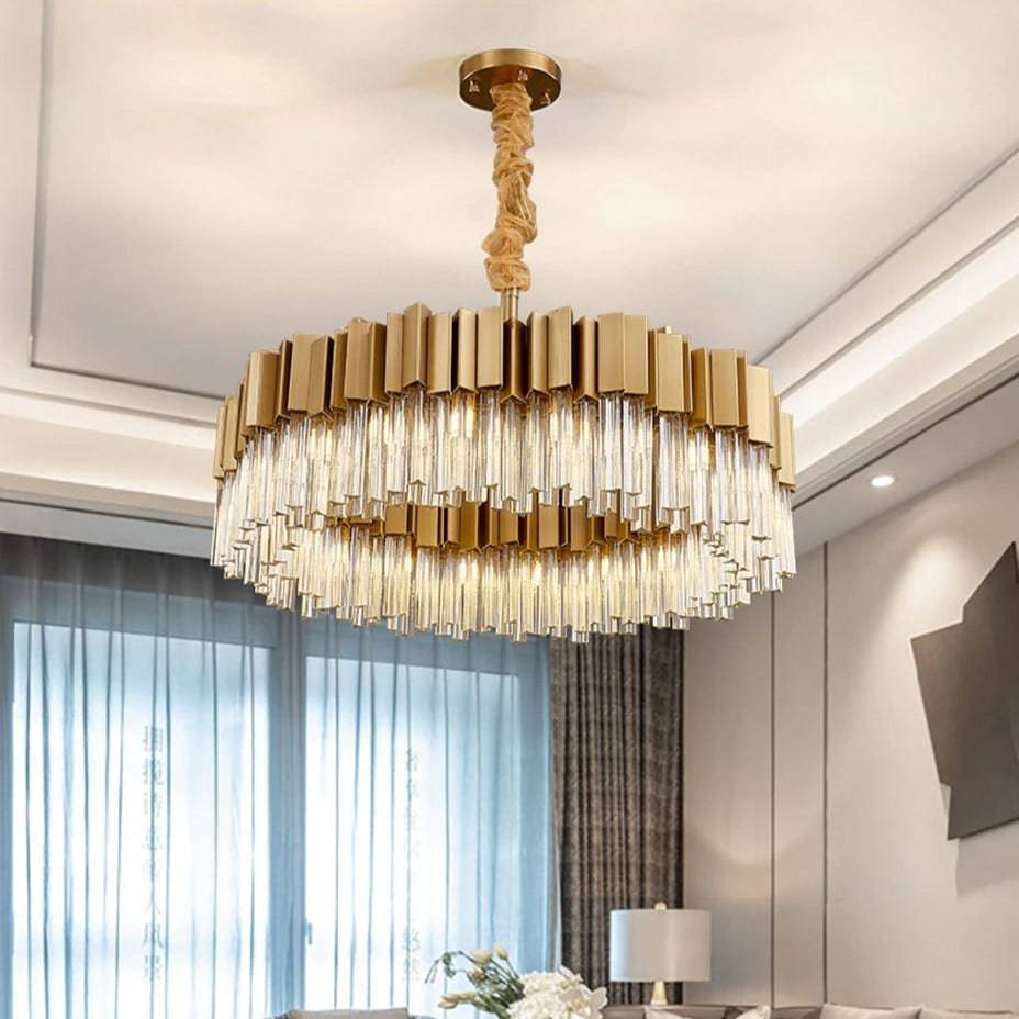 Milano Brushed Gold Crystal Chandelier-Sylvia Space