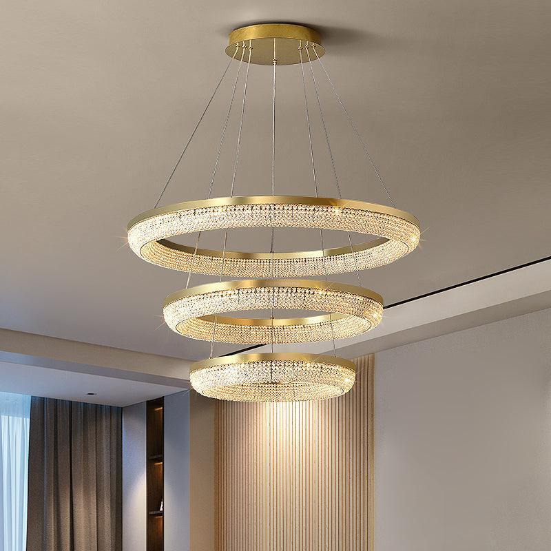 Round Crystal Ring Chandeliers-Sylvia Space
