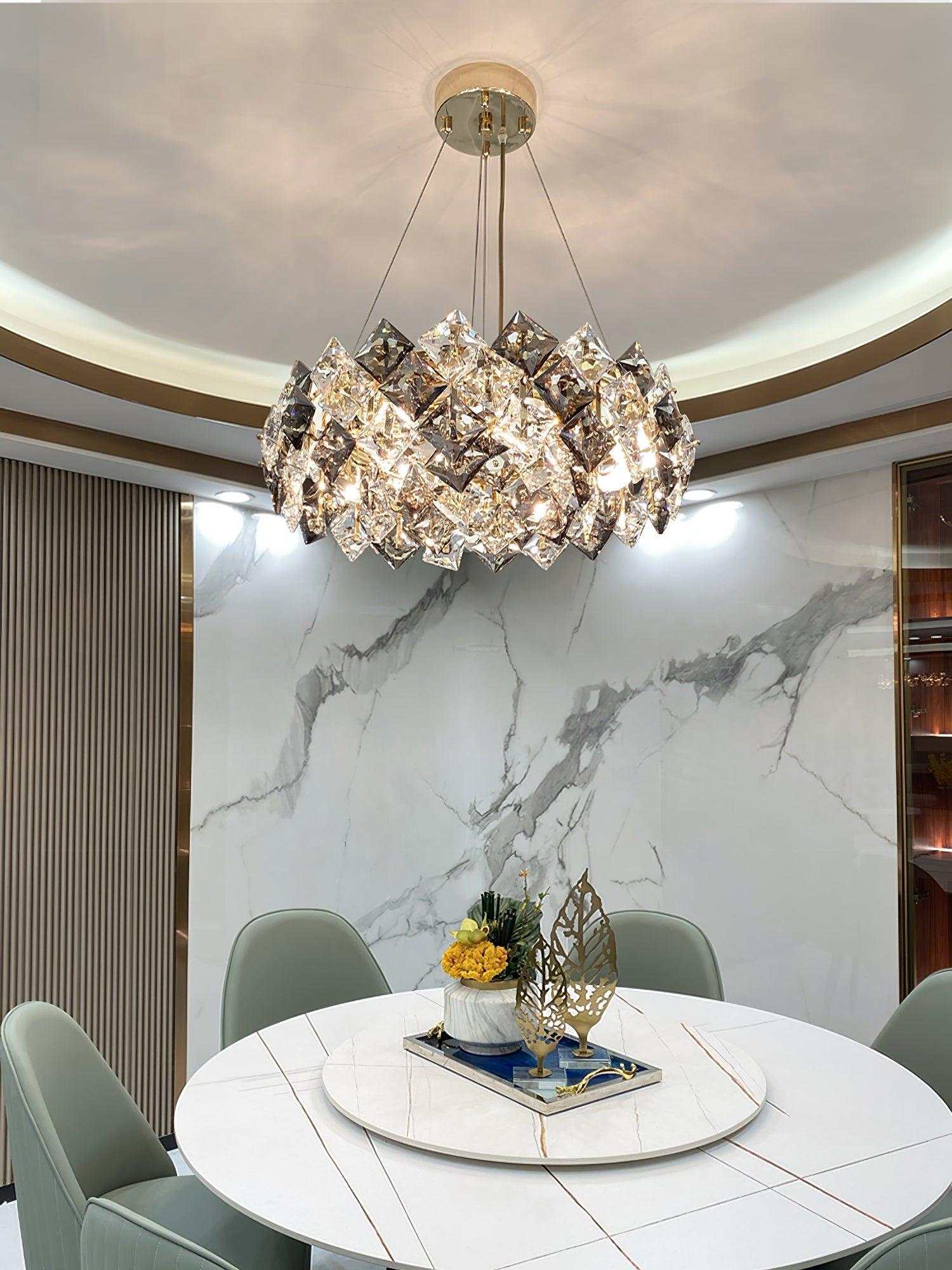 Scale Crystal Round Chandelier Φ 23.6″-Sylvia Space