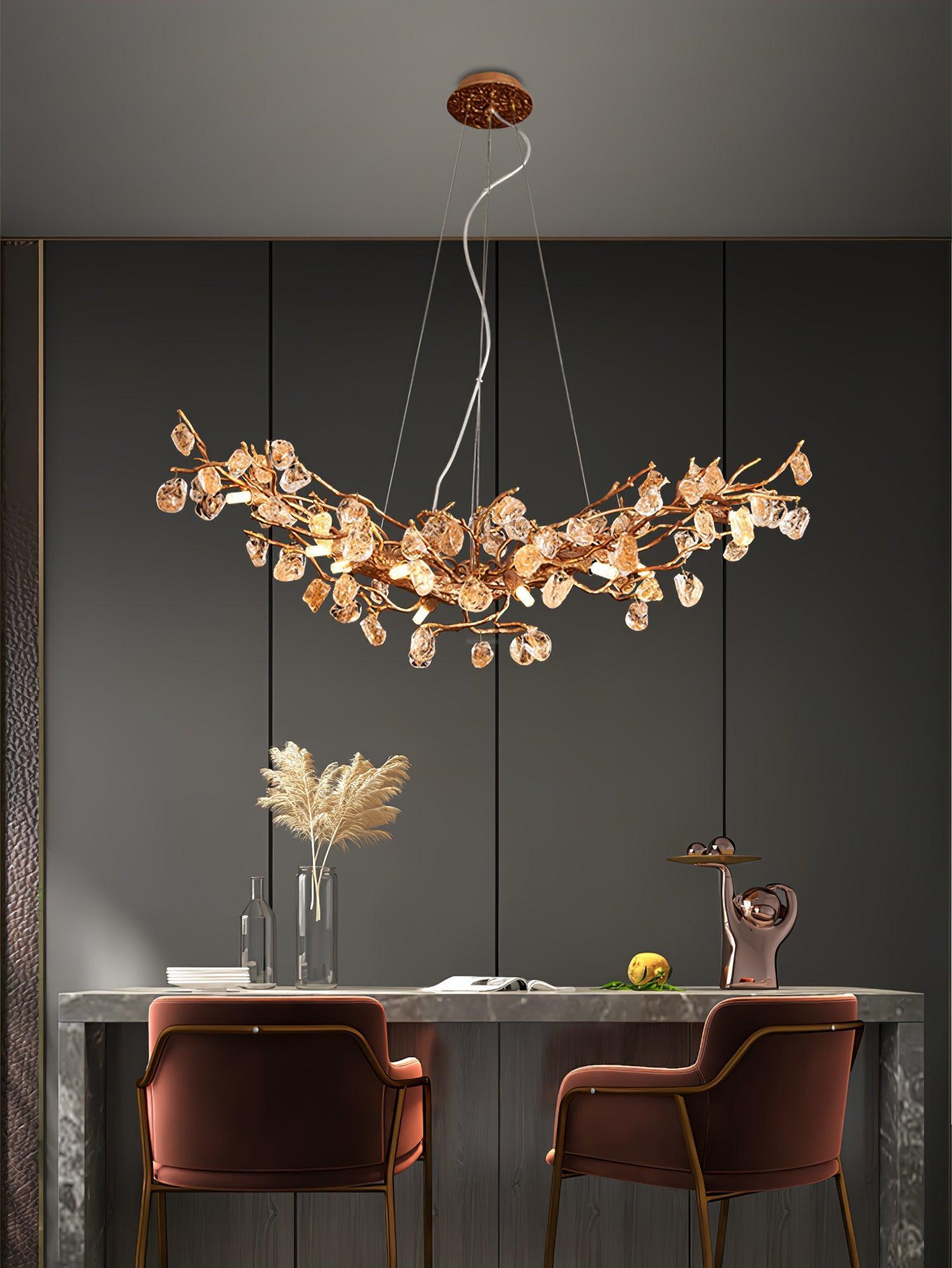 Stone Crystal Brass Chandelier  ∅ 5.1″-Sylvia Space