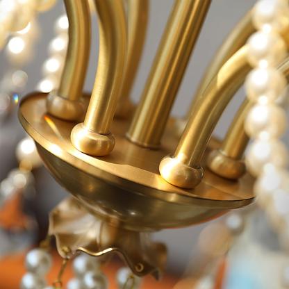 Crystal Pearl Candle Chandelier-Sylvia Space