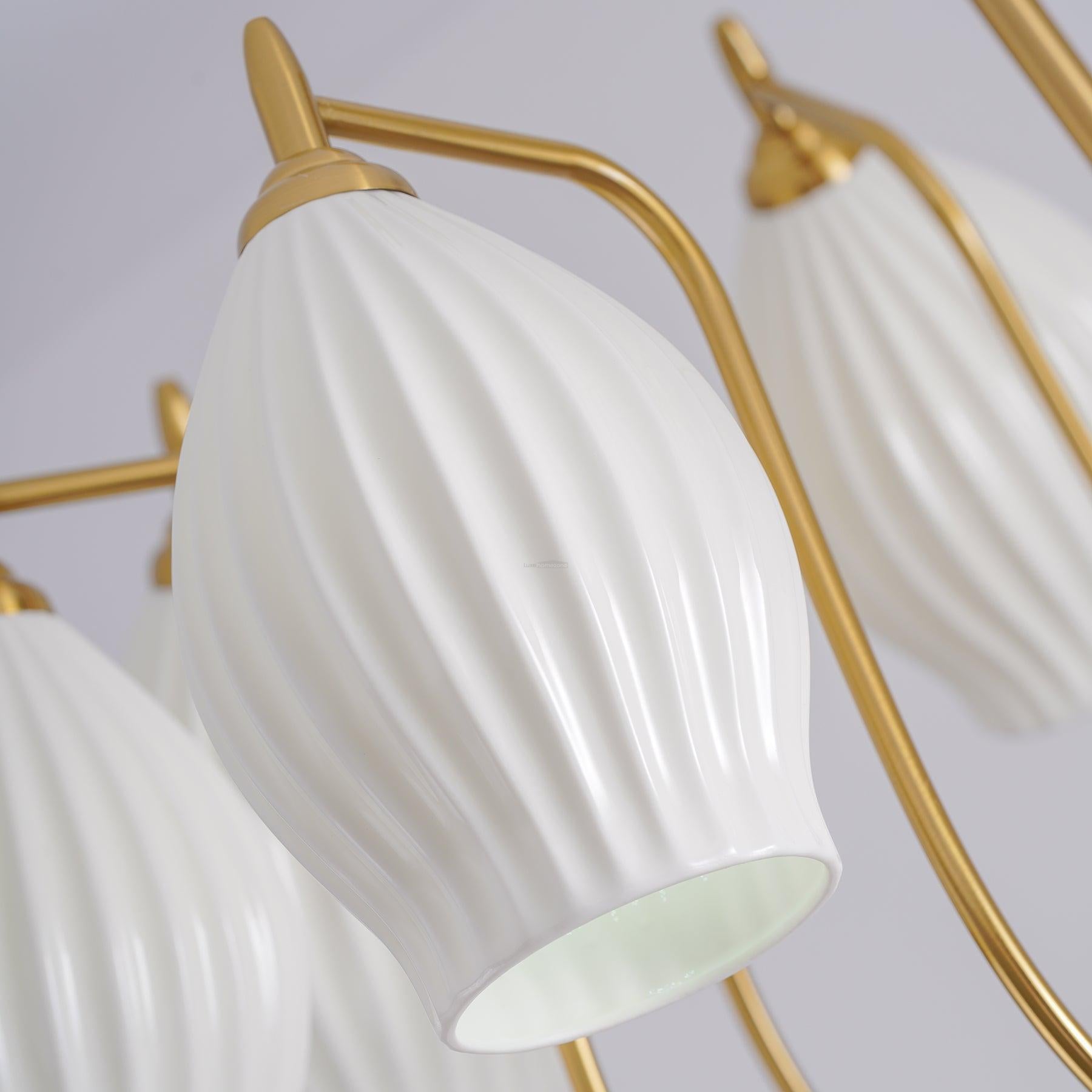 Ceramic Ribbed Chandelier with 4/6/8 heads-Sylvia Space