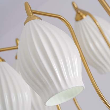 Ceramic Ribbed Chandelier with 4/6/8 heads-Sylvia Space
