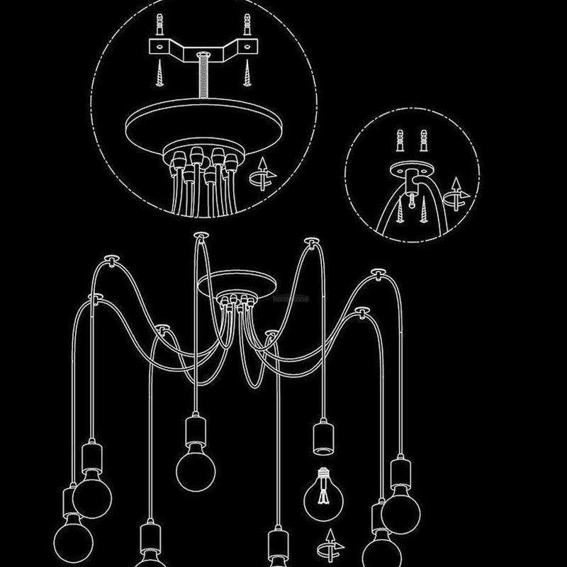 Spider Ceiling Chandelier with 5/8/10/12/15 heads-Sylvia Space