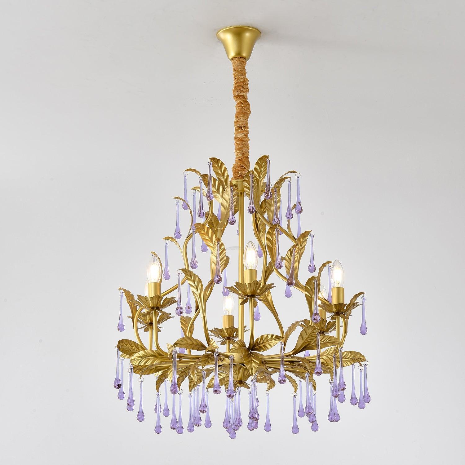 Amethyst Drops Crystal Chandelier with 6/8 heads-Sylvia Space