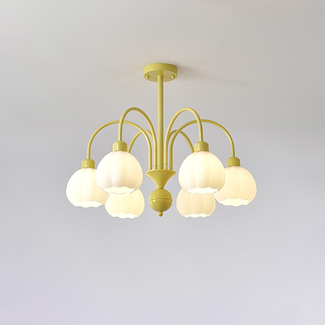 Cream Pumpkin Ball Chandelier with 4/5/6/8 heads-Sylvia Space