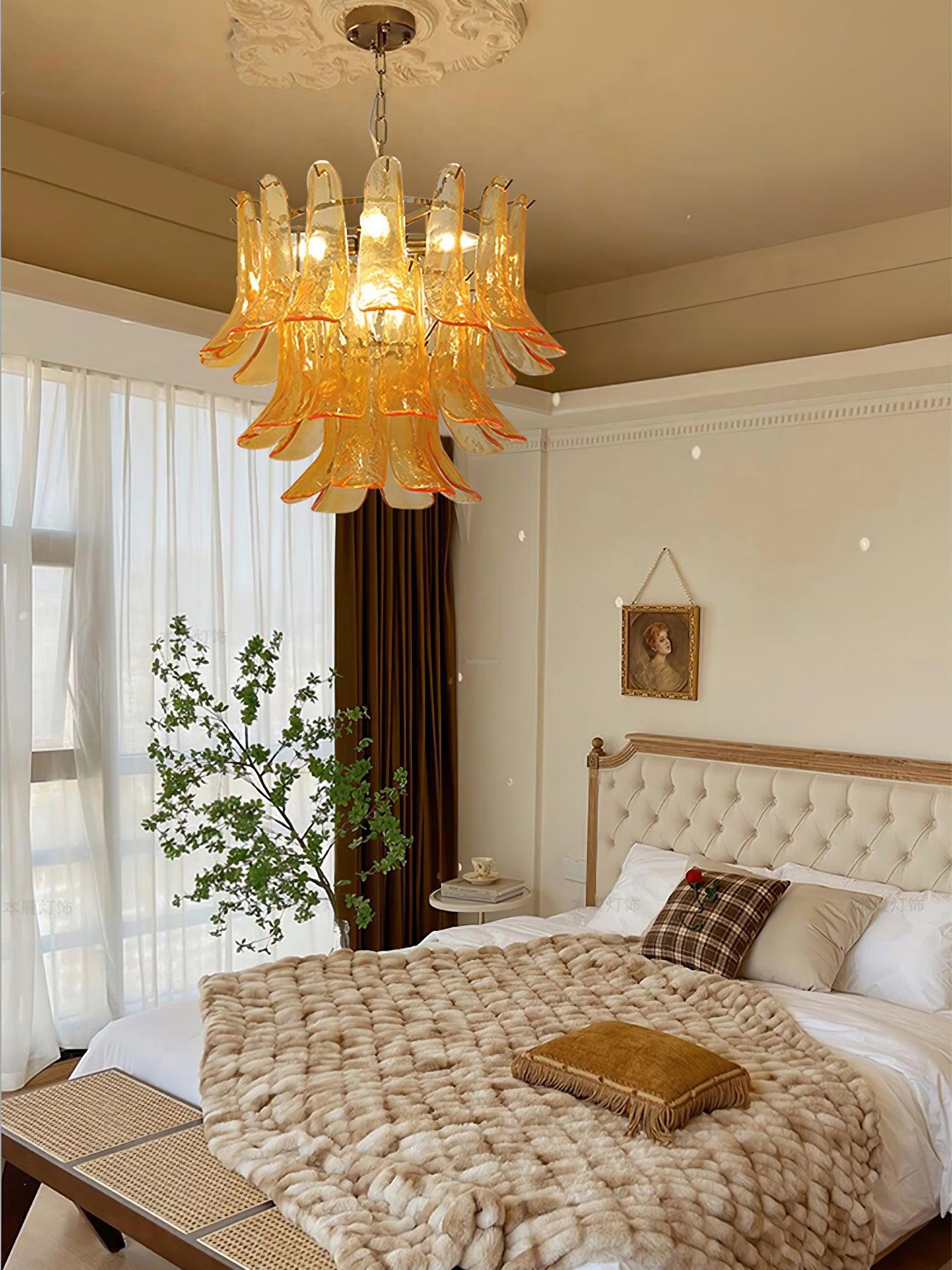 Glass Leaf Cascade Chandelier with 3/4 layer-Sylvia Space