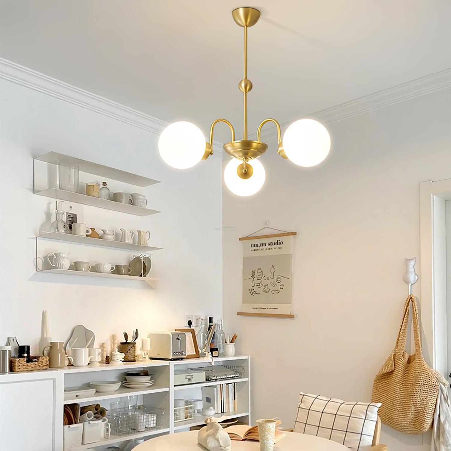 Yisu Brass Chandelier with 3/6/8 heads-Sylvia Space