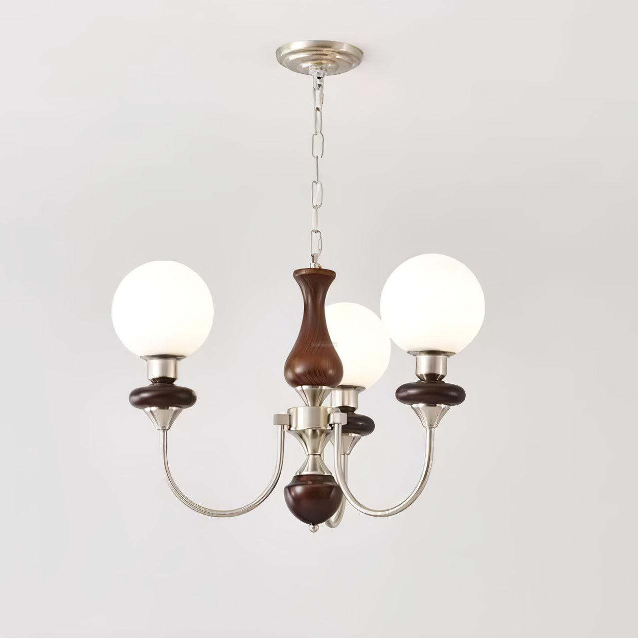 Walnut Brass Chandelier with 3/6/8 lamps-Sylvia Space