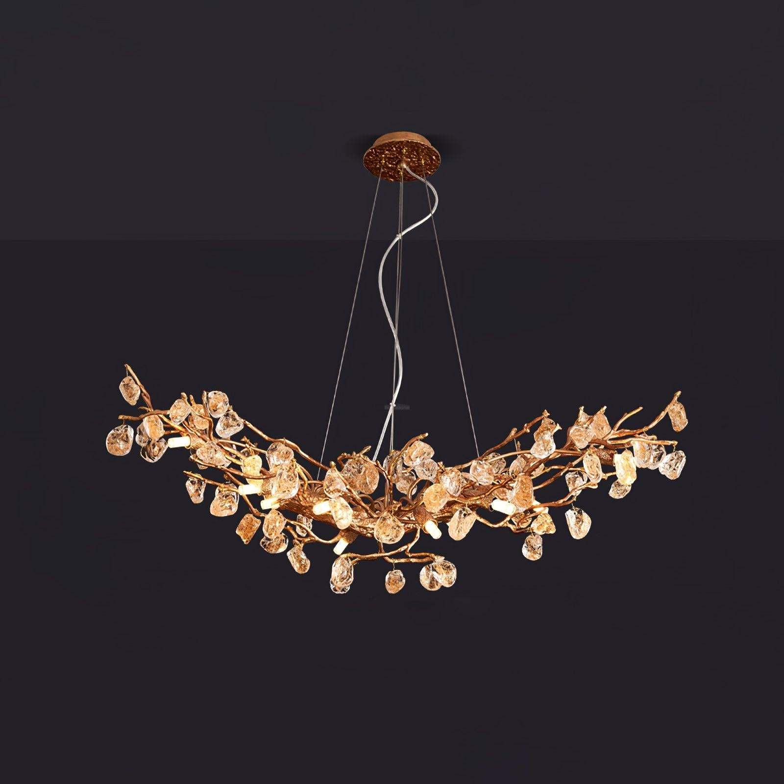 Stone Crystal Brass Chandelier  ∅ 5.1″-Sylvia Space
