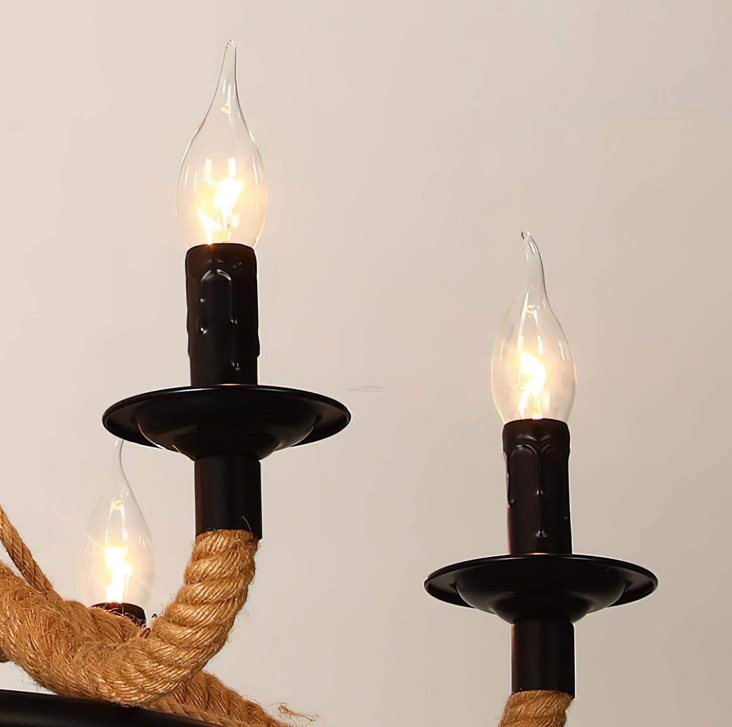 Hemp Rope Industrial Large Wheel Chandelier with 6/8 heads-Sylvia Space