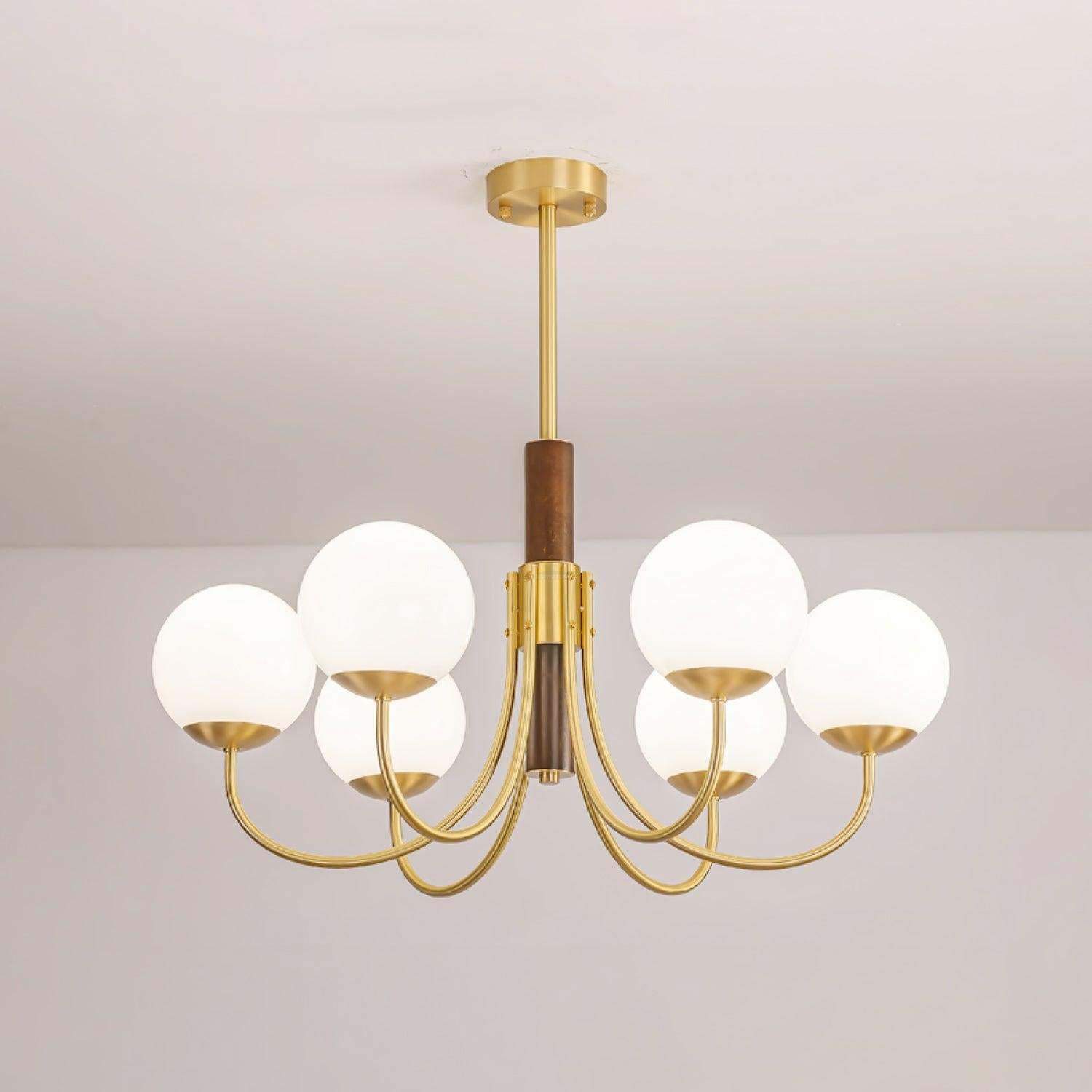 Midas Touch Walnut Sphere Chandelier with 3/6/8 heads-Sylvia Space