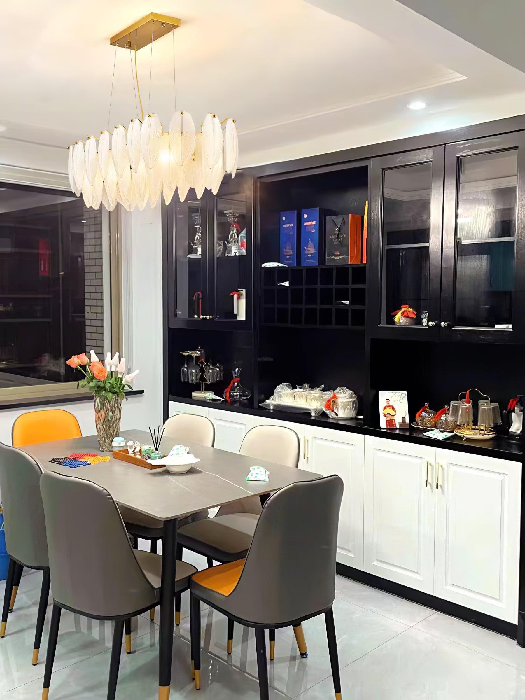 Glass Feather Style Chandelier-Sylvia Space