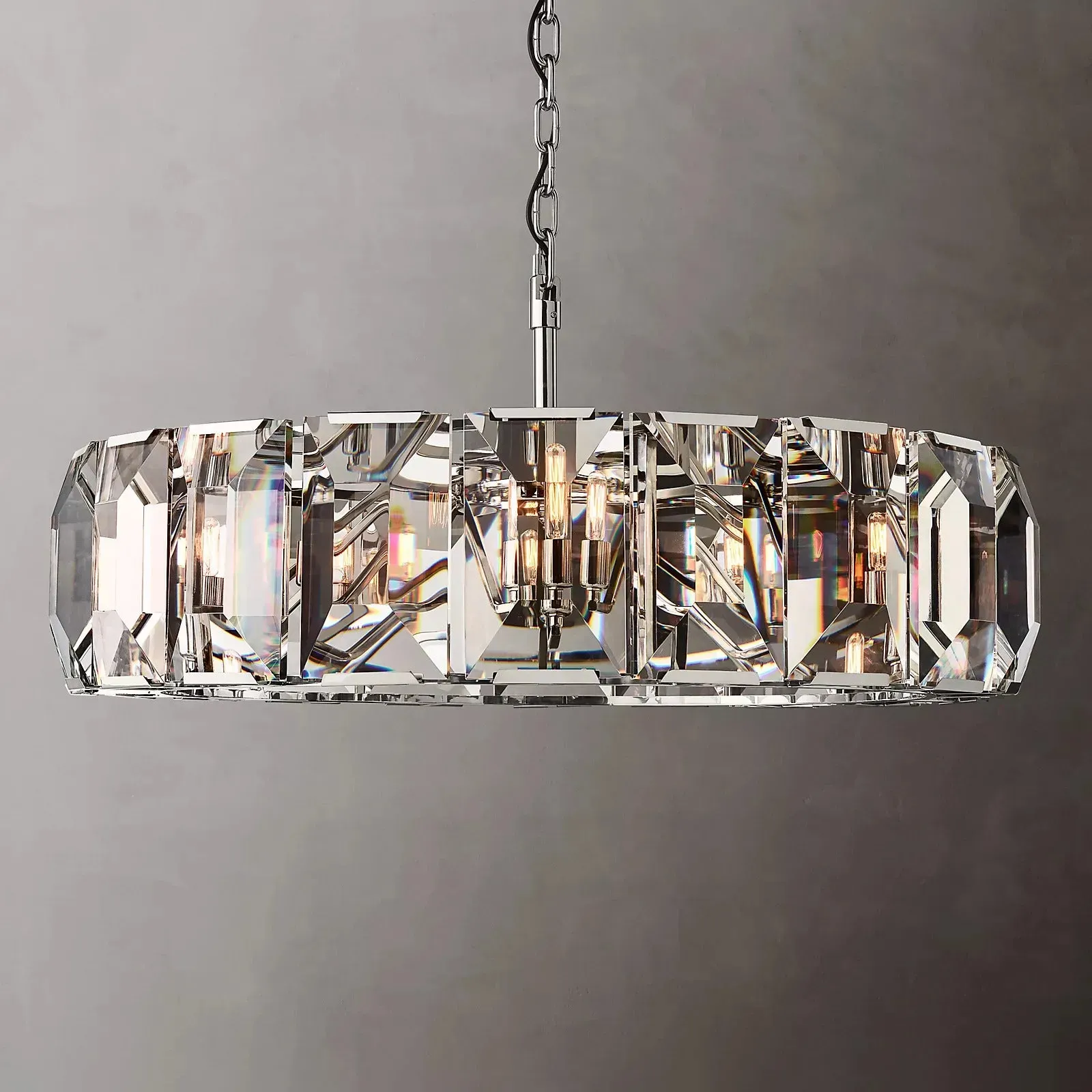 Harlow Faceted Crystal Round Chandelier 38"