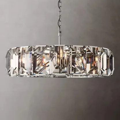 Harlow Faceted Crystal Round Chandelier 38"