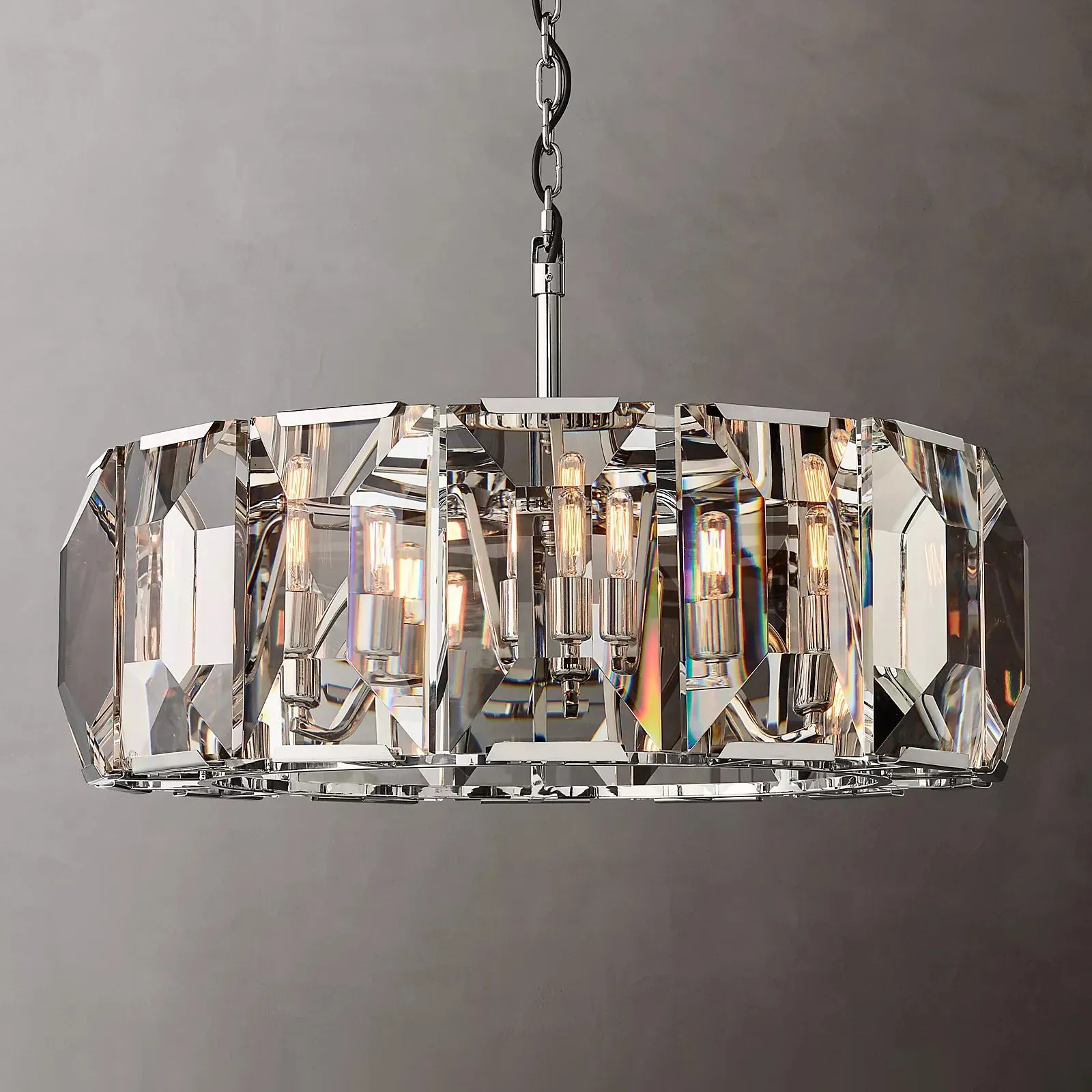 Harlow Faceted Crystal Round Chandelier 31"