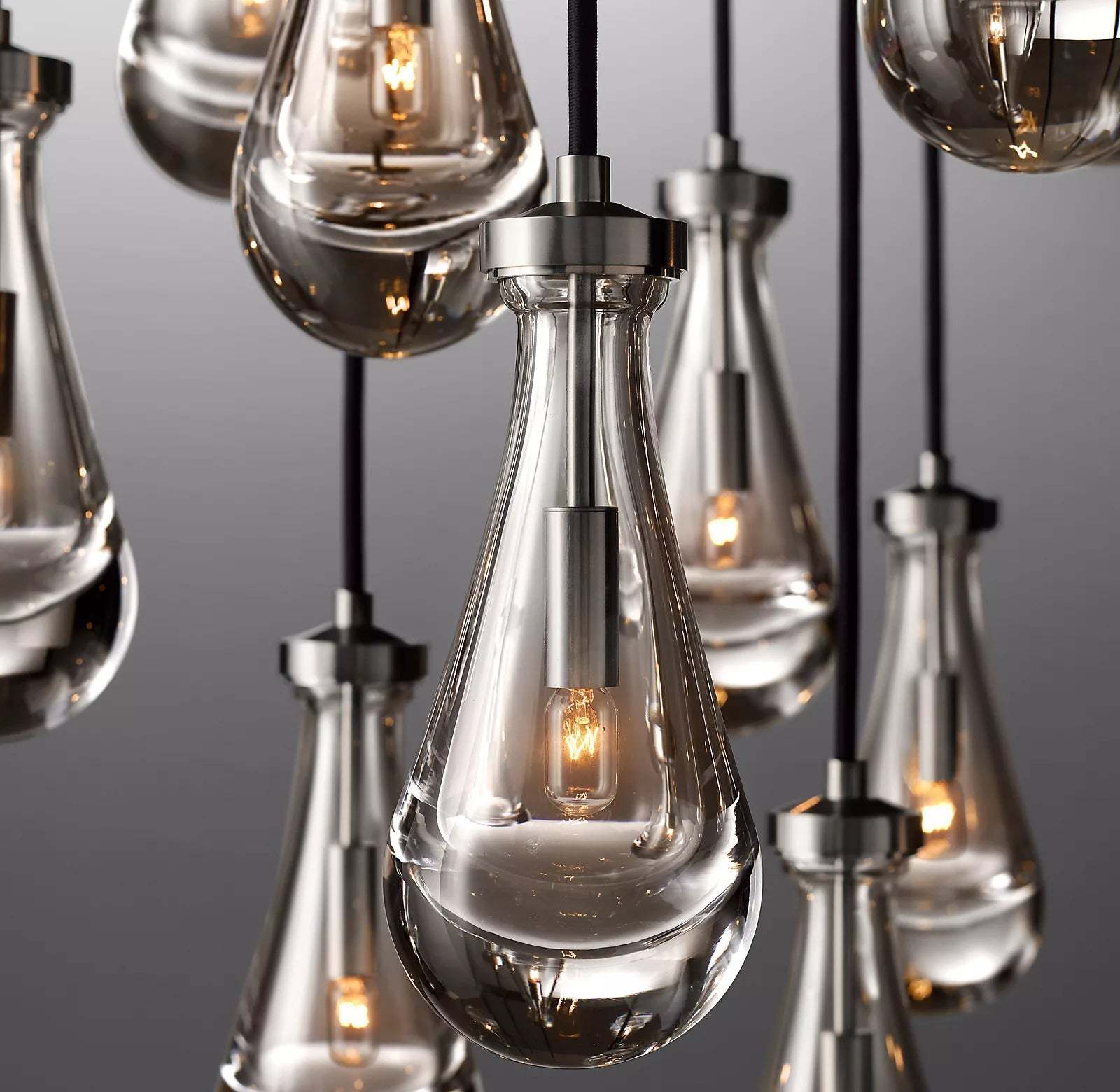 Raindrop Glass Round Chandelier 36"