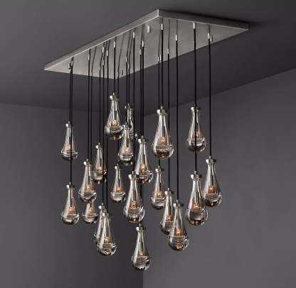 Raindrop Glass Linear Chandelier 72"