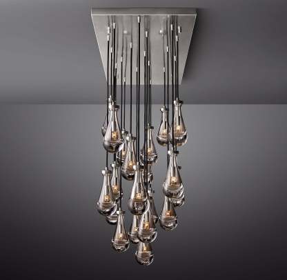 Raindrop Glass Linear Chandelier 72"