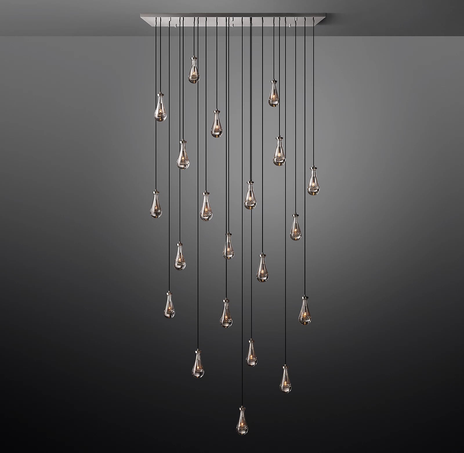 Raindrop Glass Linear Chandelier 72"