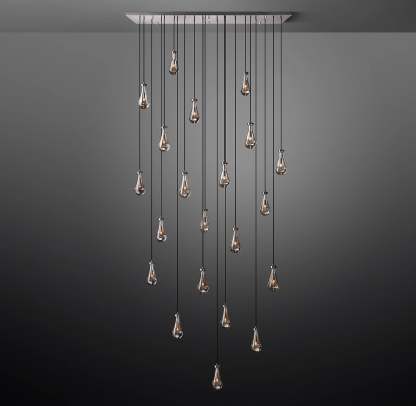 Raindrop Glass Linear Chandelier 72"