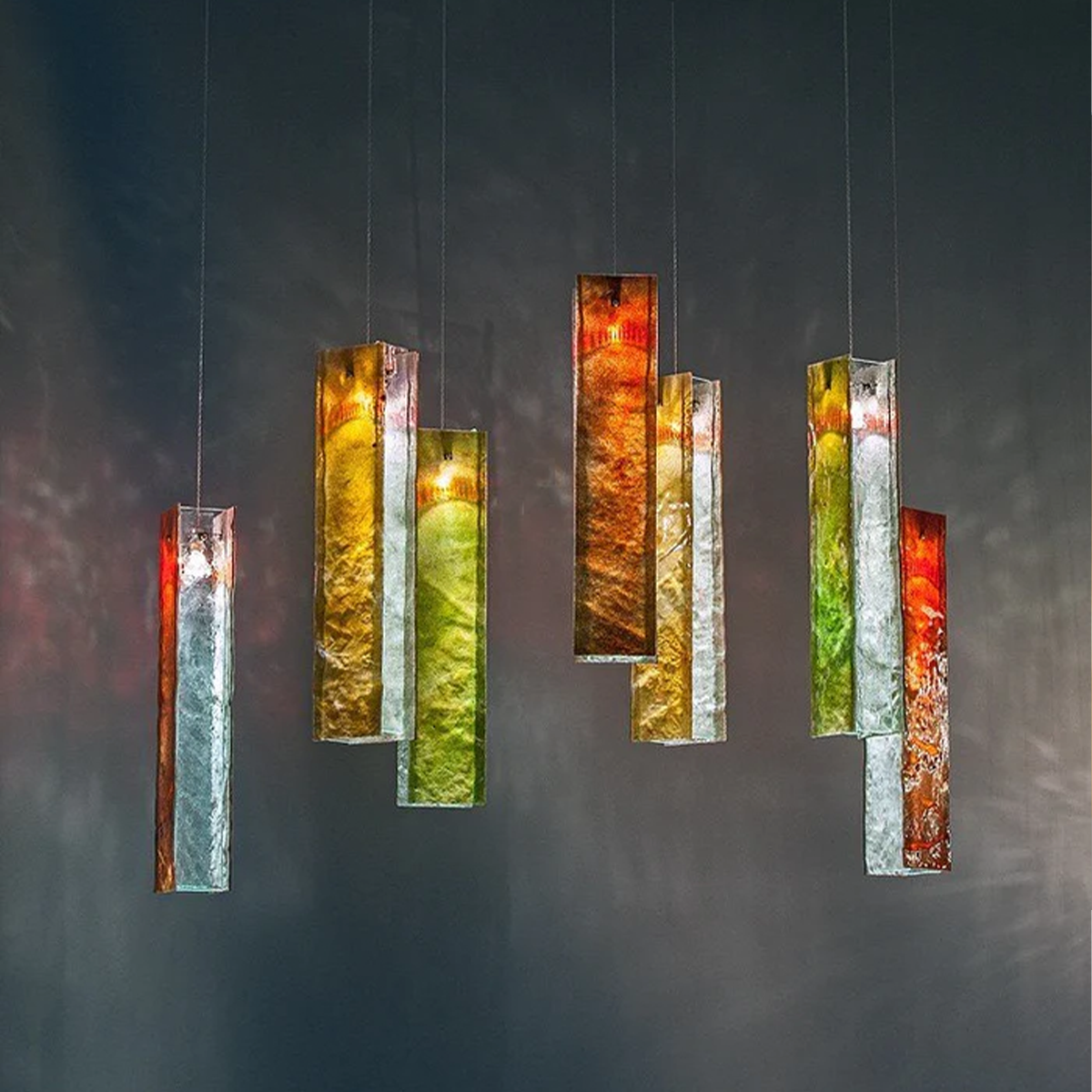 Rectangular  Glass  Pendant Chandelier-Sylvia Space