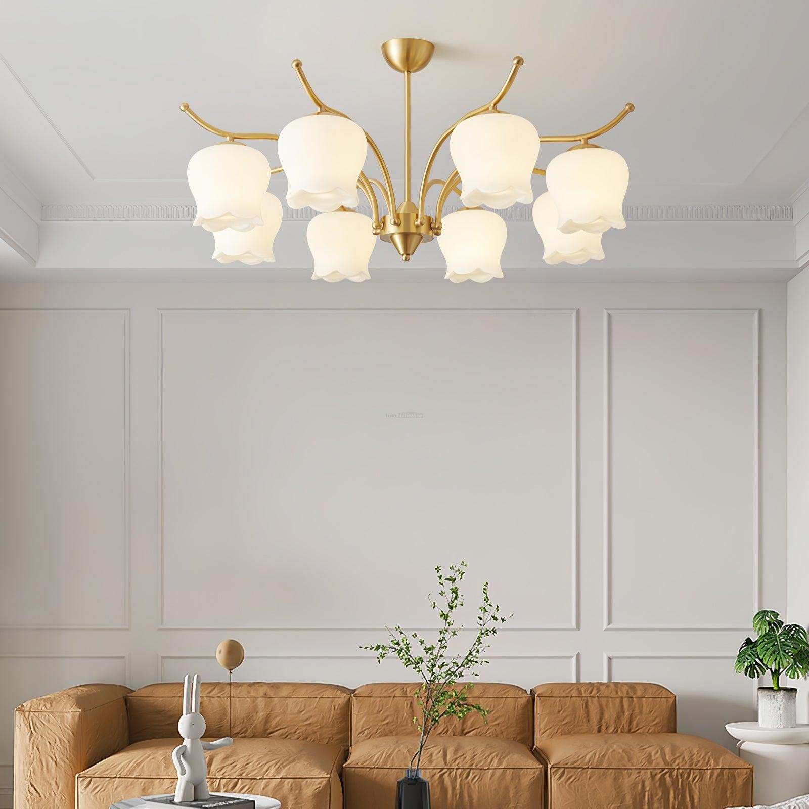 Tulip Brass Chandelier with 3/6/8 heads-Sylvia Space