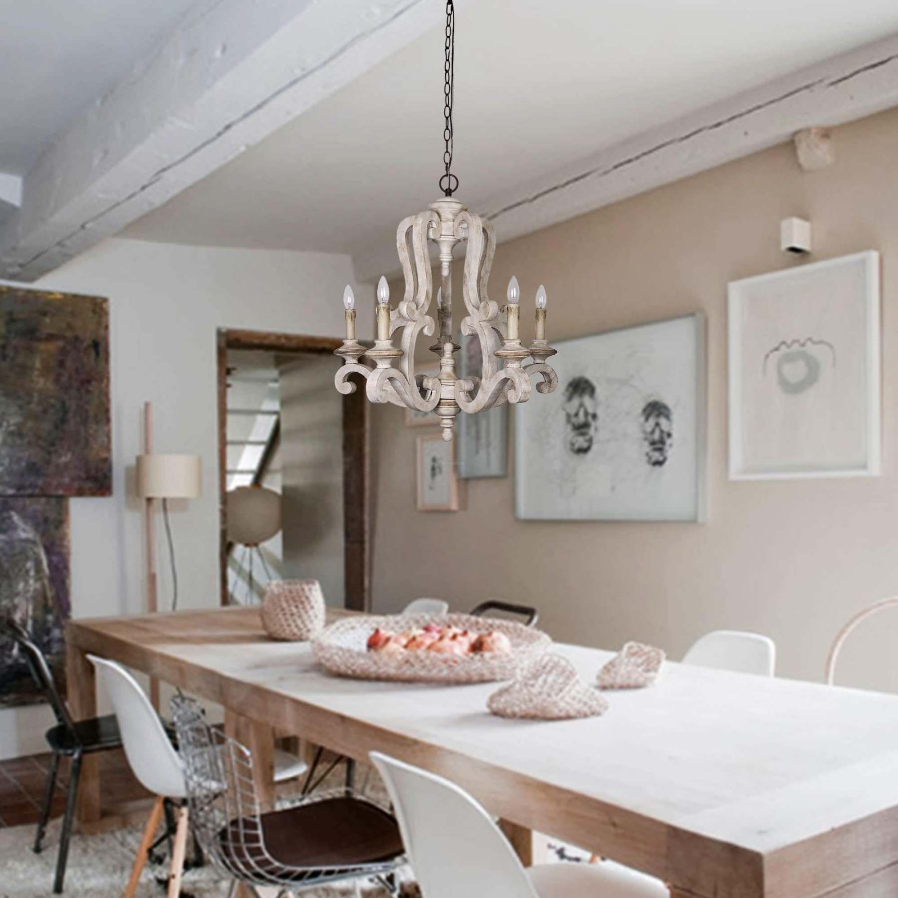 Parrotuncle Wooden Candle Chandelier Φ 23.6″-Sylvia Space