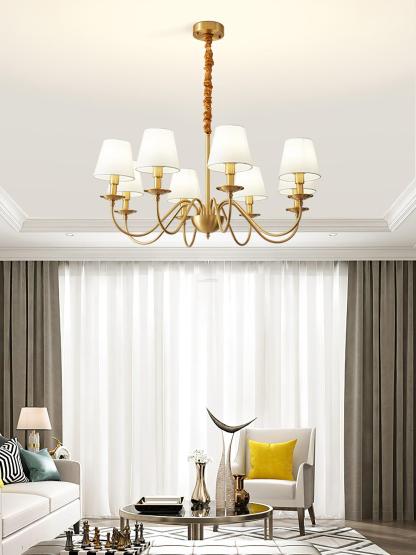 Tapered Fabric Brass Chandelier with 3/5/8 heads-Sylvia Space
