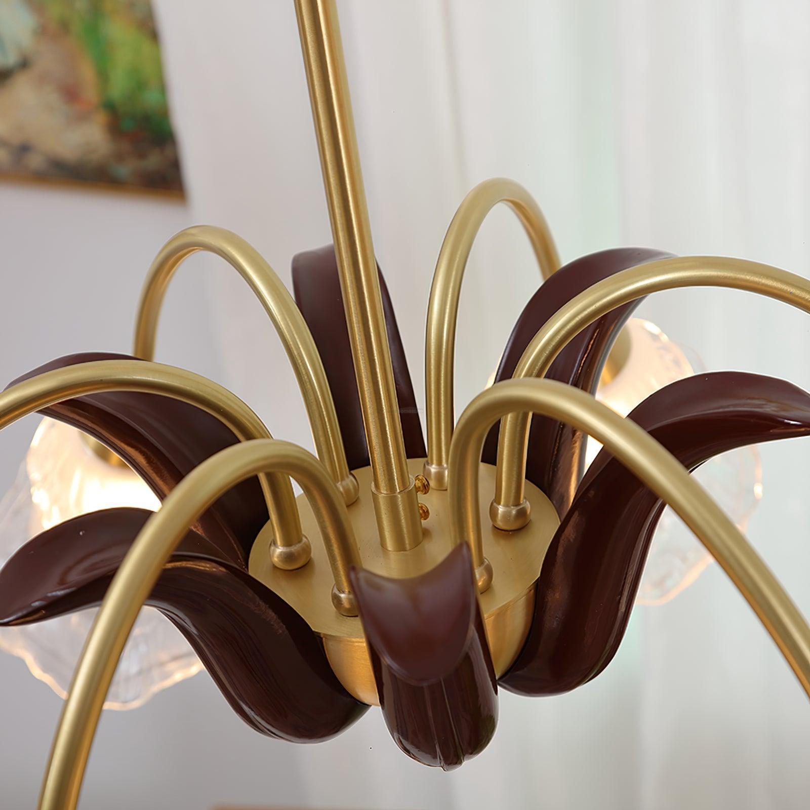Brass Pastoral Flower Chandelier with 6/8/10 heads-Sylvia Space