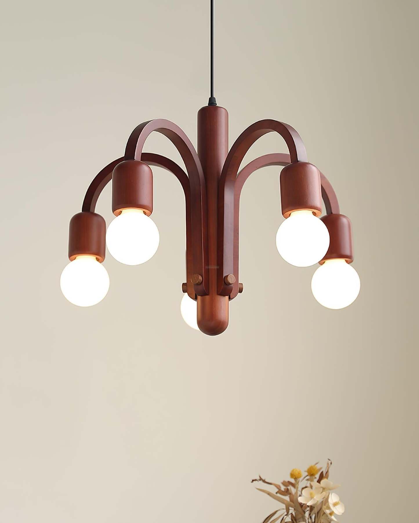 Candela Teak Chandelier Φ 19.6″-Sylvia Space