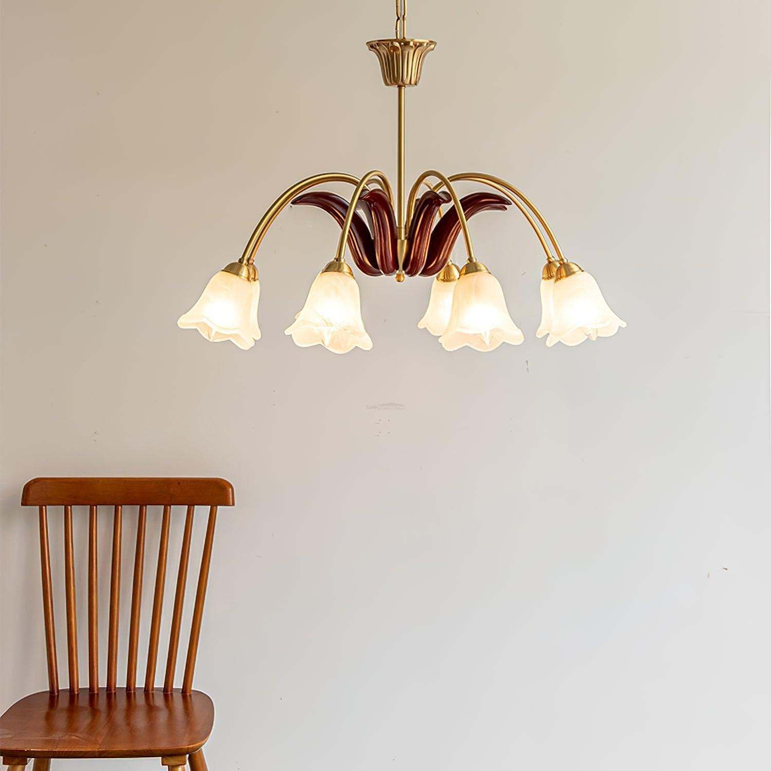 Brass Pastoral Flower Chandelier with 6/8/10 heads-Sylvia Space