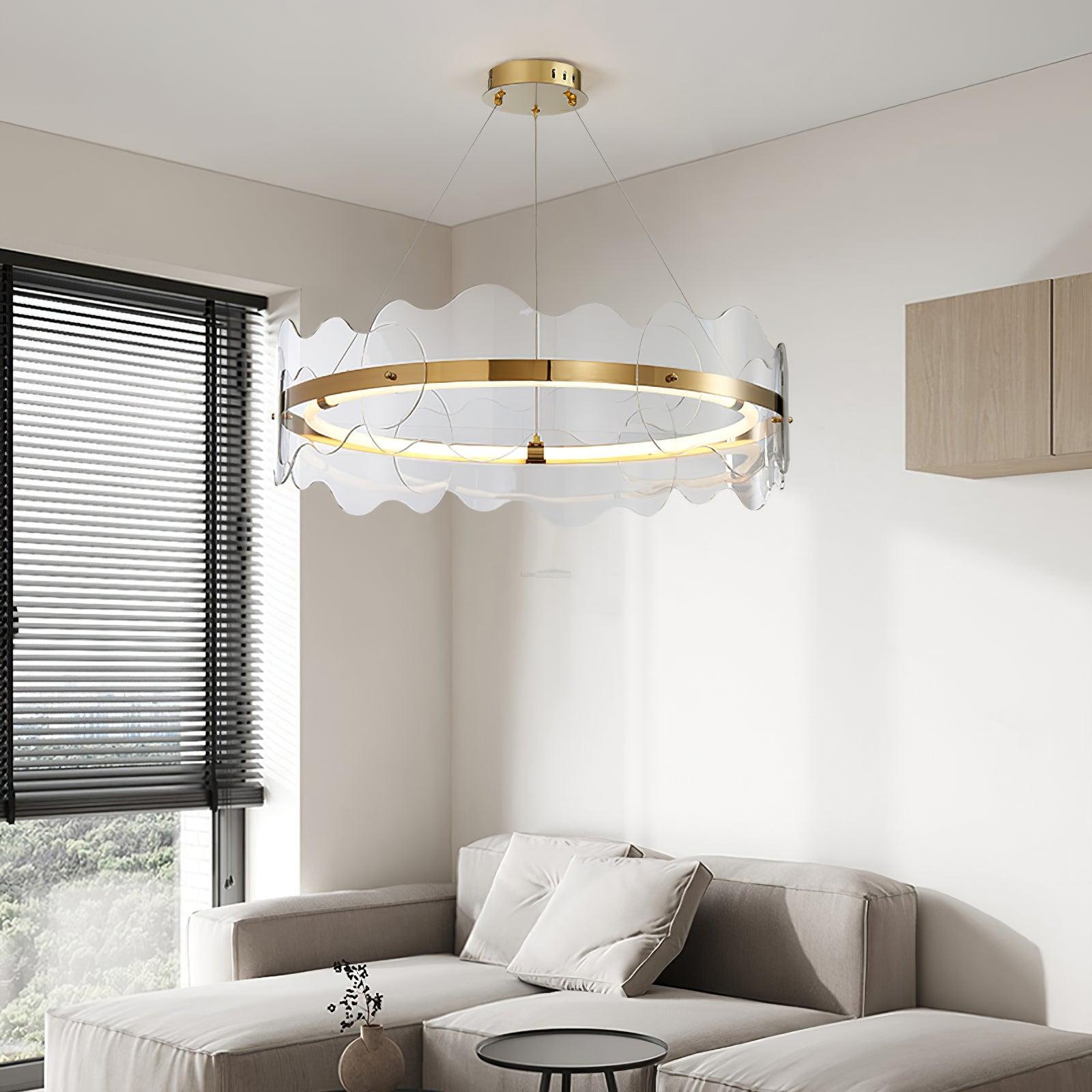Acrylic Wave Round Chandelier-Sylvia Space