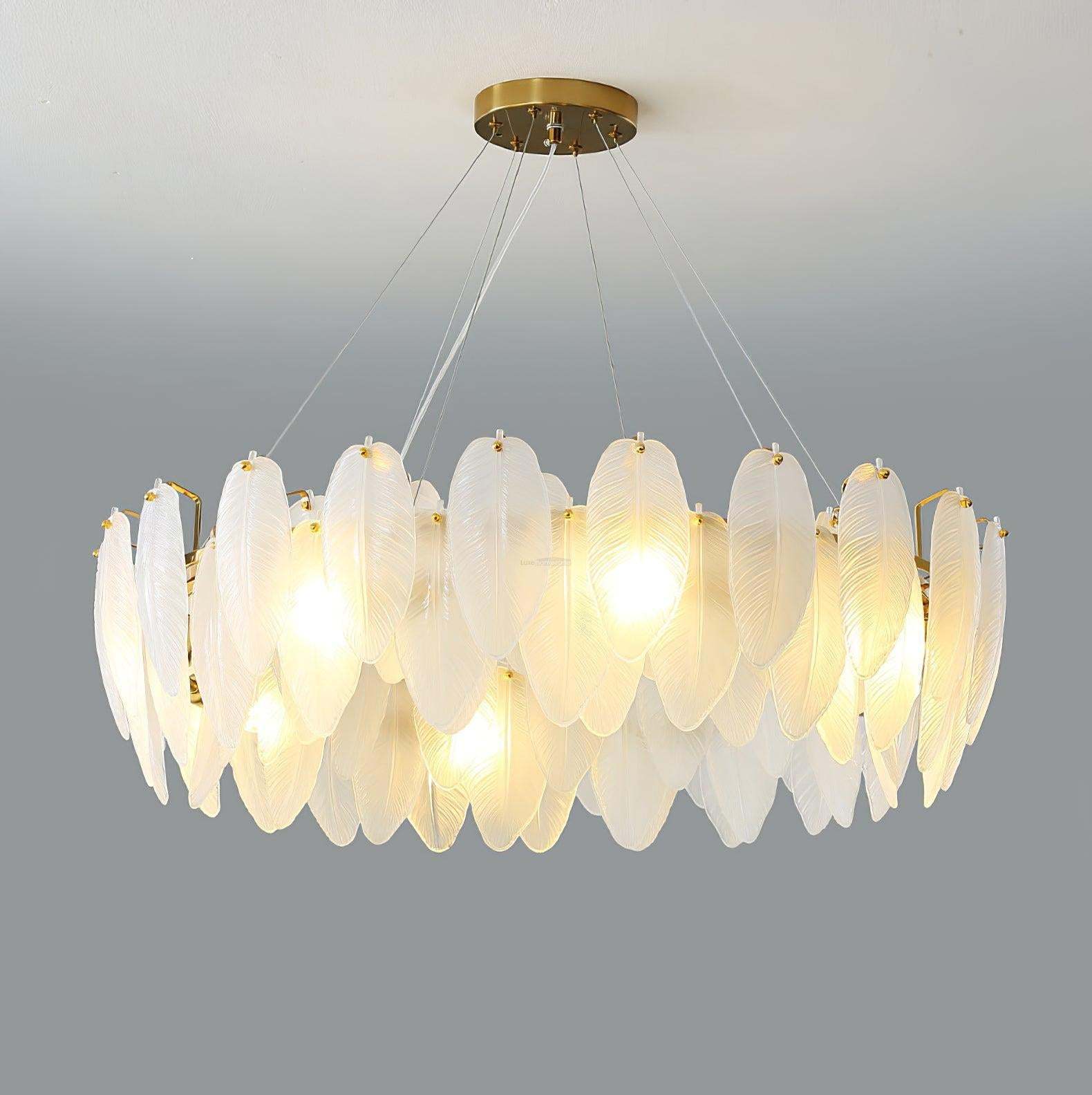 Glass Feather Style Chandelier-Sylvia Space