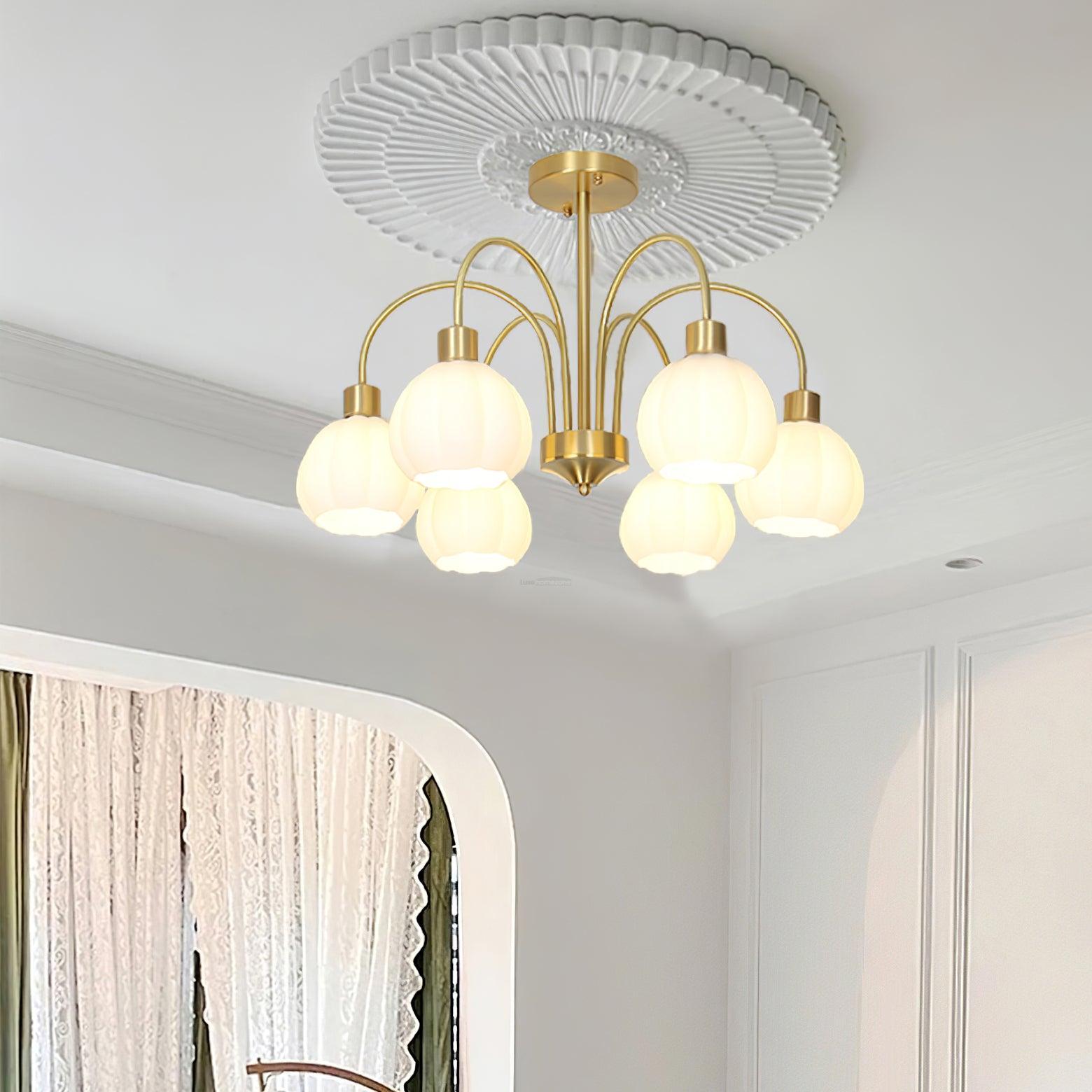 Glass Pumpkin Gold Chandelier with 3/5/6/8 heads-Sylvia Space