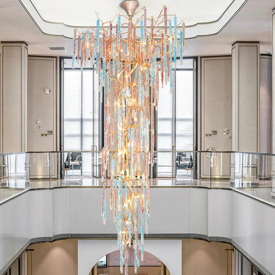 Wren Colorful Crystal Staircase Chandelier, Long Branch Chandelier-Sylvia Space