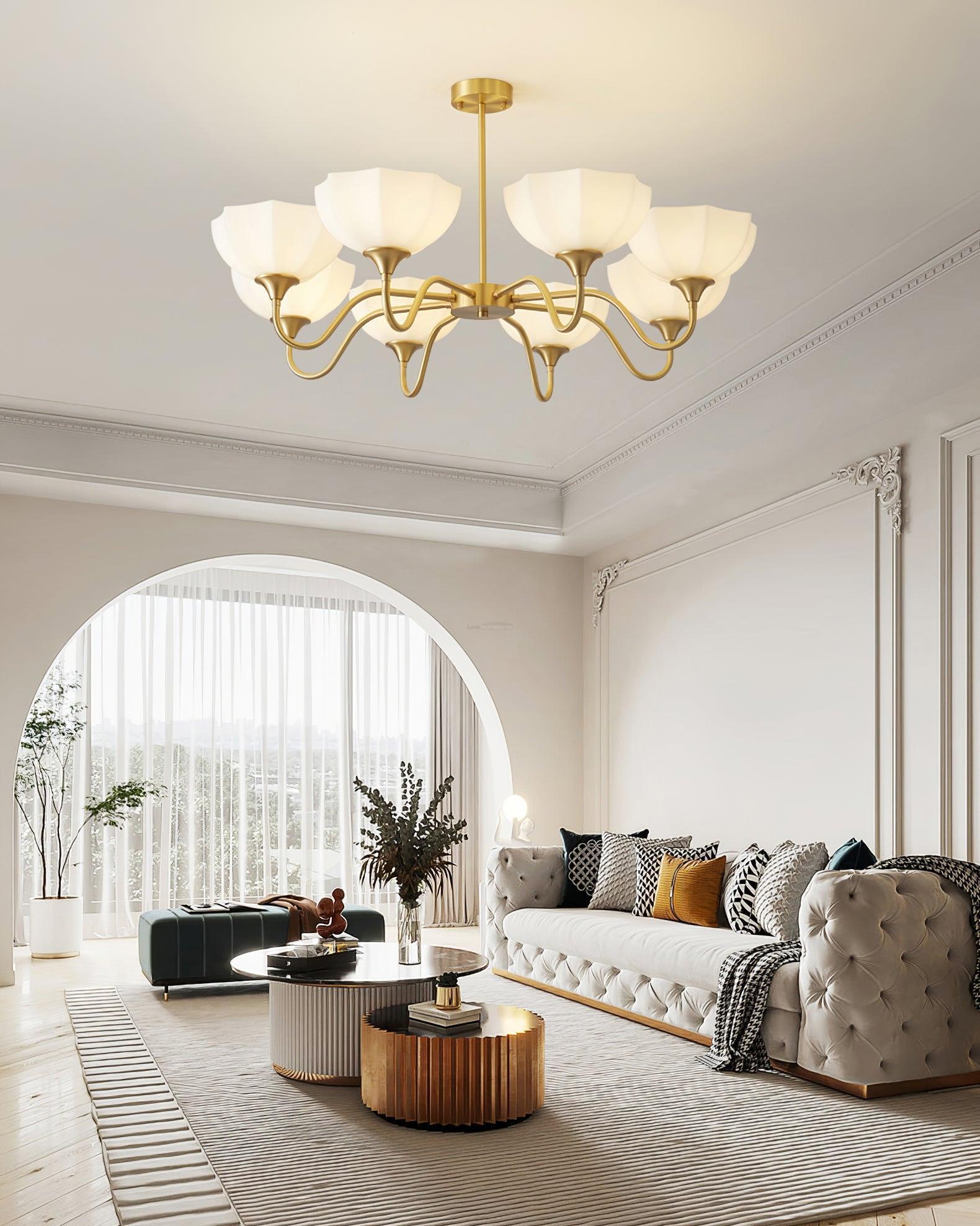 Octagonal Glass Bowl Chandelier with 3/5/8 heads-Sylvia Space