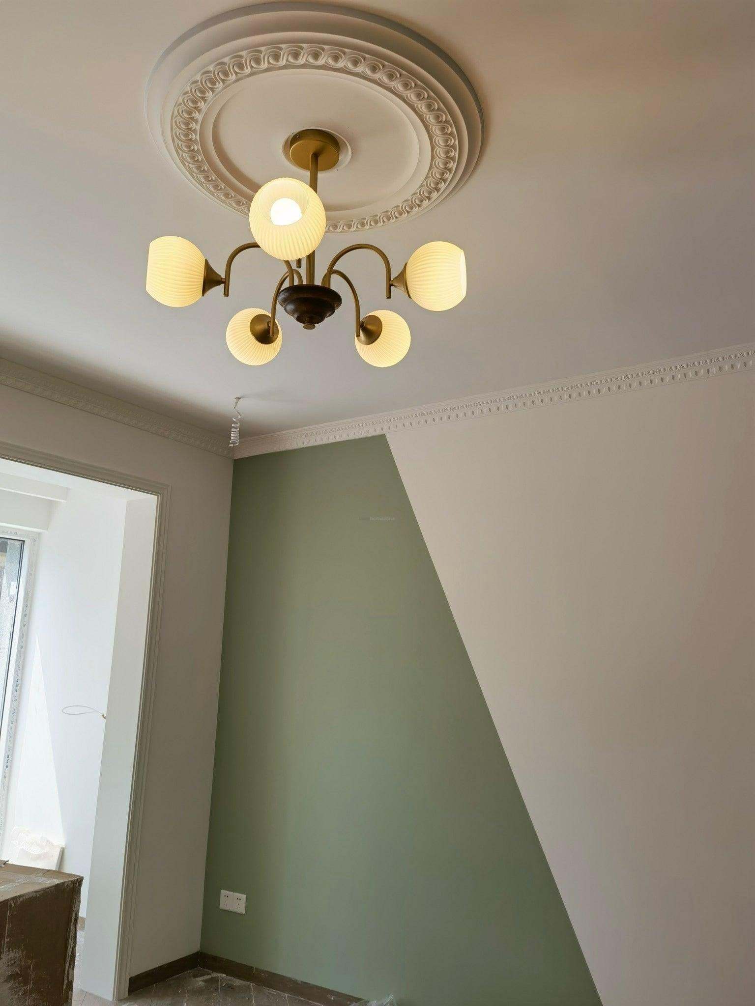 Sculptural Glass Ribbed Chandelier with 3/4/5/6/8 heads-Sylvia Space