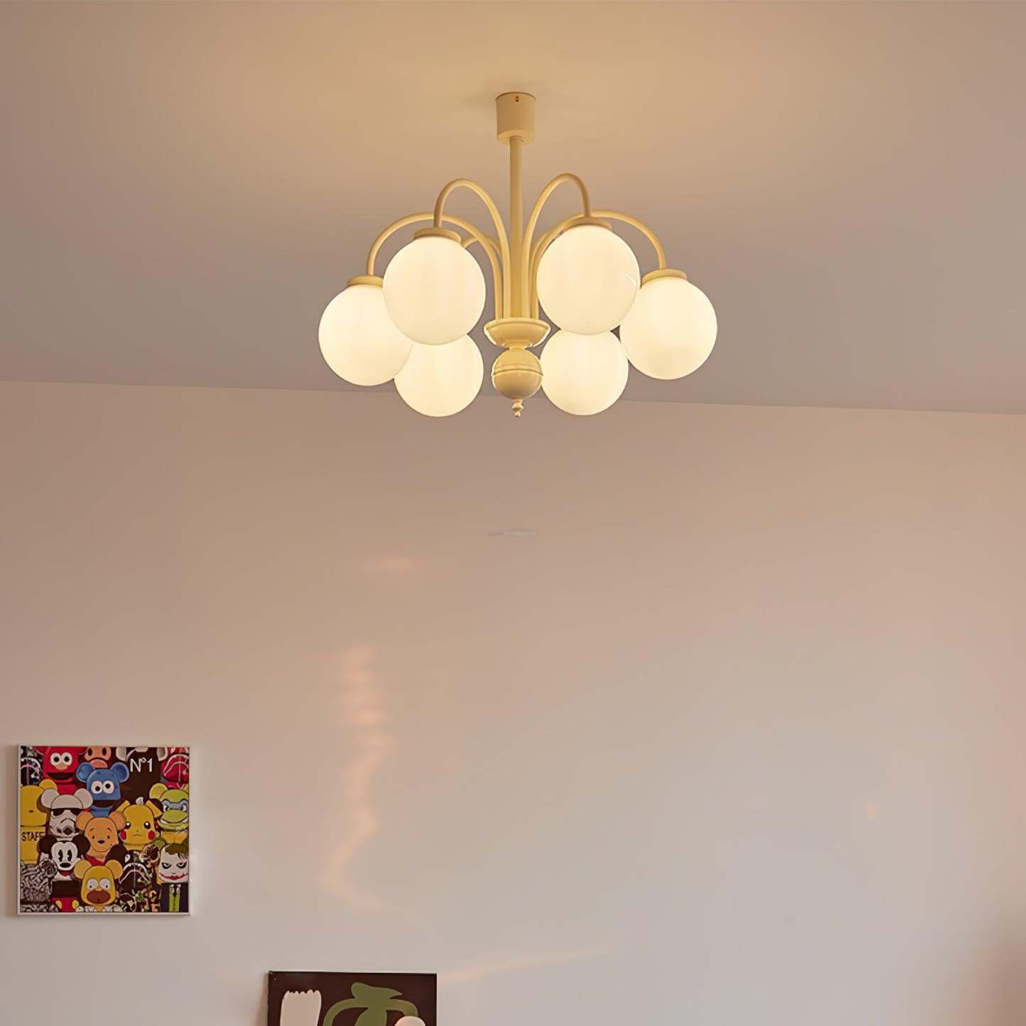 Cream Glass Sphere Chandelier with 4/5/6 heads-Sylvia Space
